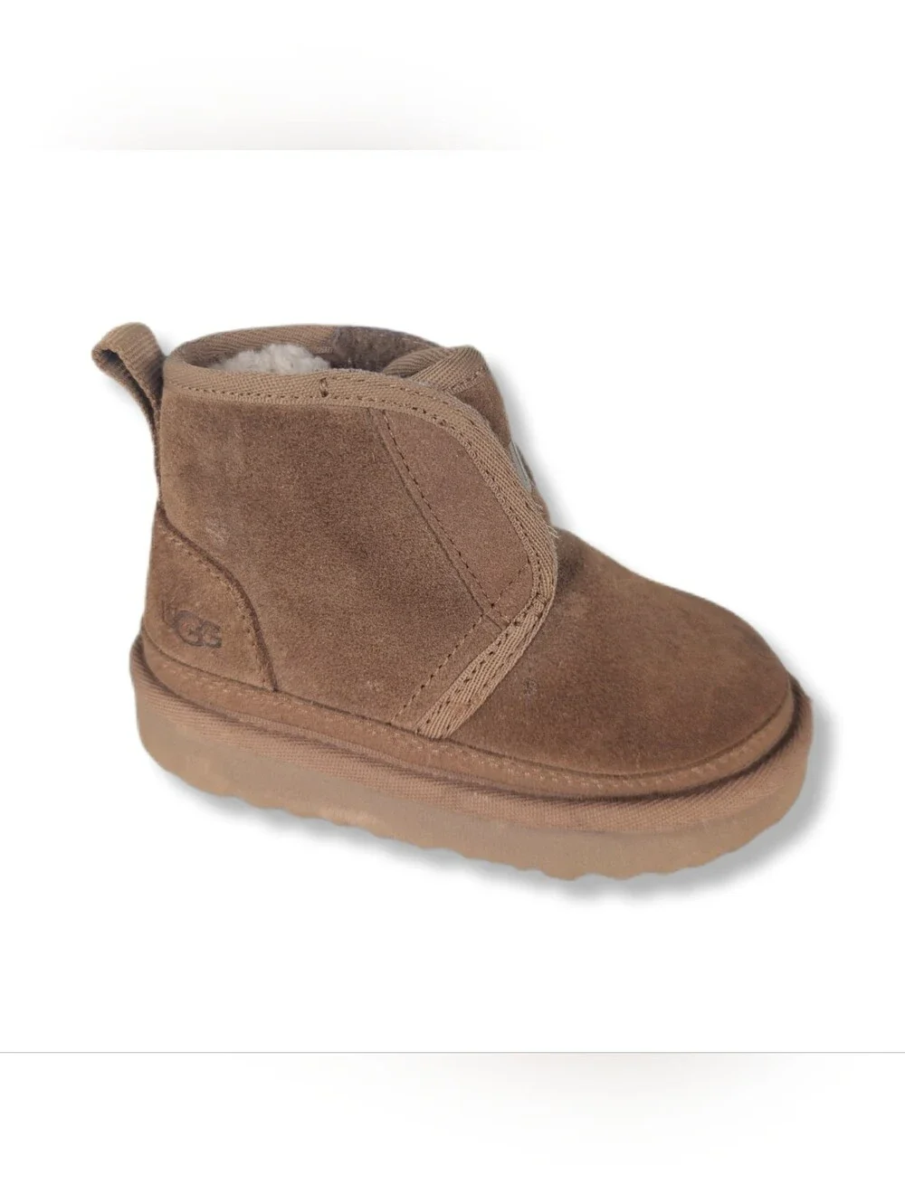 UGG Baby Neumel EZ Fit Chestnut Brown Suede Logo Winter Boots
